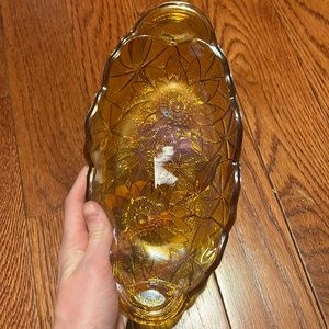 Vintage Carnival glass sunflower dish